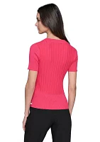 Women's Short Sleeve Sweater Knit Top