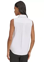 Women's Sleeveless Top with Pearl Accents