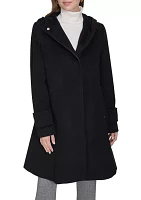 Women's Asymmetrical Button Front Coat with Hood