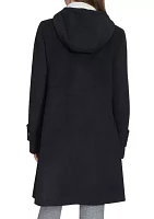 Women's Asymmetrical Button Front Coat with Hood