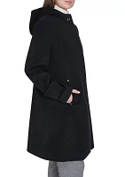 Women's Asymmetrical Button Front Coat with Hood