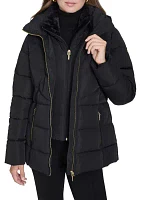 Women's Puffer Jacket with Sherpa Hood