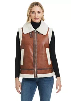 Leah Faux Leather Shearling Vest