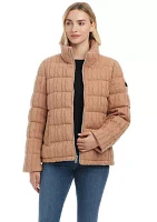 Women's Reversible Sweater Knit Puffer Jacket