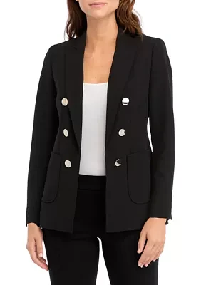 Women's Collection Compression Faux Double Breasted Patch Pocket Jacket