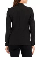 Women's Collection Compression Faux Double Breasted Patch Pocket Jacket