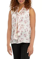 Women's Sleeveless Tie Neck Blouse