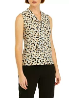 Women's V-Neck Sleeveless Tie Blouse