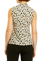 Women's V-Neck Sleeveless Tie Blouse