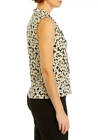 Women's V-Neck Sleeveless Tie Blouse