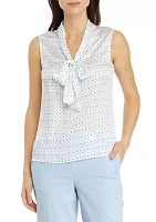 Women's Sleeveless Tie Neck Blouse