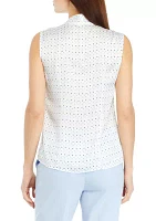 Women's Sleeveless Tie Neck Blouse