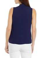 Women's Sleeveless Pleated Shoulder Blouse