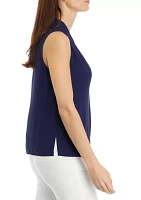 Women's Sleeveless Pleated Shoulder Blouse