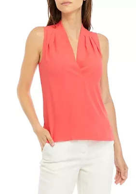 Women's Sleeveless Pleated Shoulder Top