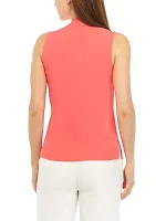 Women's Sleeveless Pleated Shoulder Top