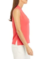 Women's Sleeveless Pleated Shoulder Top