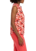 Women's Sleeveless Ruffled Printed Top