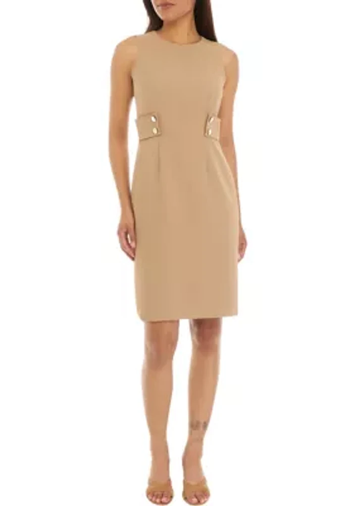 Women's Waist Tab with Button Sheath Dress