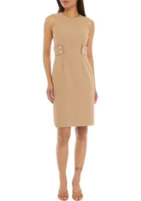 Women's Waist Tab with Button Sheath Dress