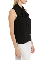 Women's Crepe Sleeveless Bow Detail Top