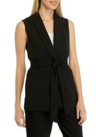 Women's Twill Shawl Collar Tie Vest