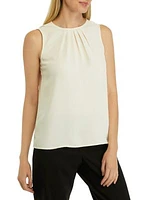 Women's Sleeveless Pleat Front Jewel Neck Blouse