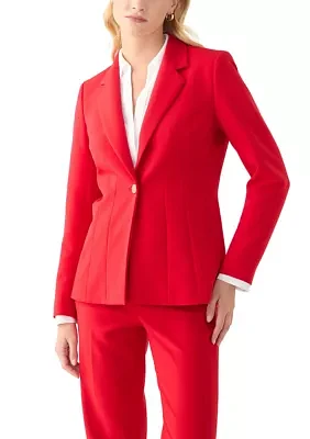 Women's Anne Stretch One Button Notch Collar with Cinched Waist