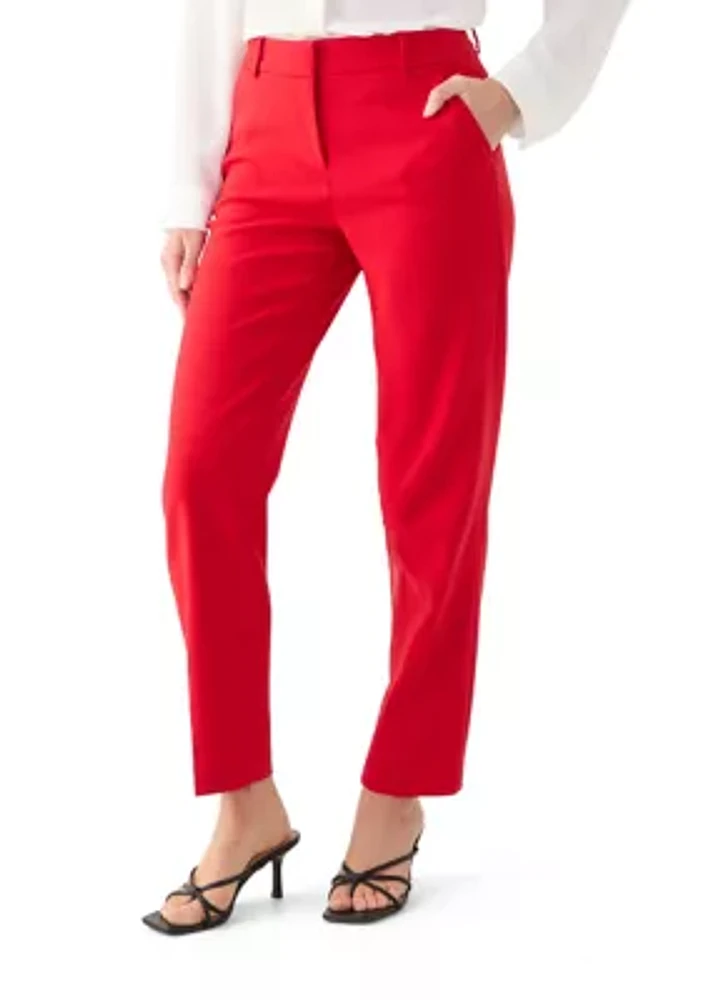 Women's Fly Front Slash Pocket Straight Ankle Pants