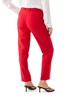 Women's Fly Front Slash Pocket Straight Ankle Pants