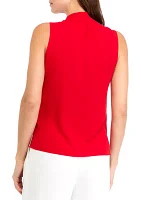 Women's Sleeveless Pleated Shoulder Blouse