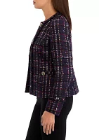 Women's Tweed Kissing Front Jacket with Fringe