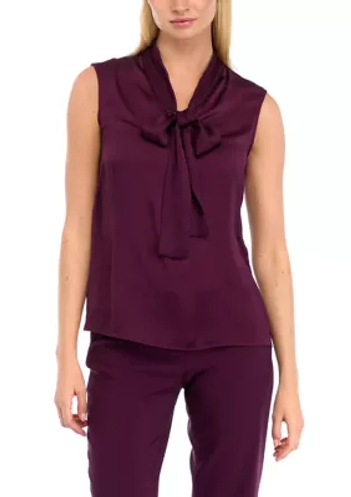 Women's Sleeveless Tie Neck Blouse