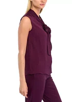 Women's Sleeveless Tie Neck Blouse