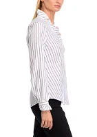 Women's Long Sleeve Ruffle Button Down Shirt