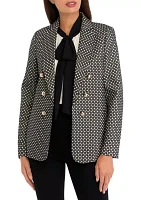 Women's Lurex Tech Faux Double Breasted Jacket with Notch Collar