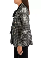 Women's Lurex Tech Faux Double Breasted Jacket with Notch Collar