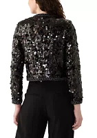 Women's Sequin Paillette Cropped Kissing Front Jacket