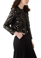 Women's Sequin Paillette Cropped Kissing Front Jacket