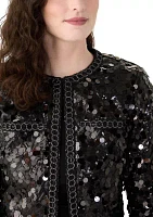 Women's Sequin Paillette Cropped Kissing Front Jacket