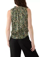 Women's Sleeveless Tulle Printed Blouse