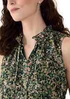 Women's Sleeveless Tulle Printed Blouse