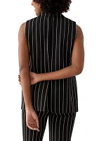 Women's Pinstripe One Button Notch Collar Vest