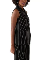 Women's Pinstripe One Button Notch Collar Vest