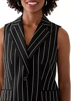 Women's Pinstripe One Button Notch Collar Vest