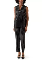 Women's Pinstripe One Button Notch Collar Vest