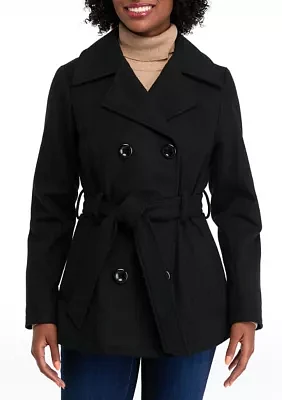 Women's Faux Wool Peacoat with Belt