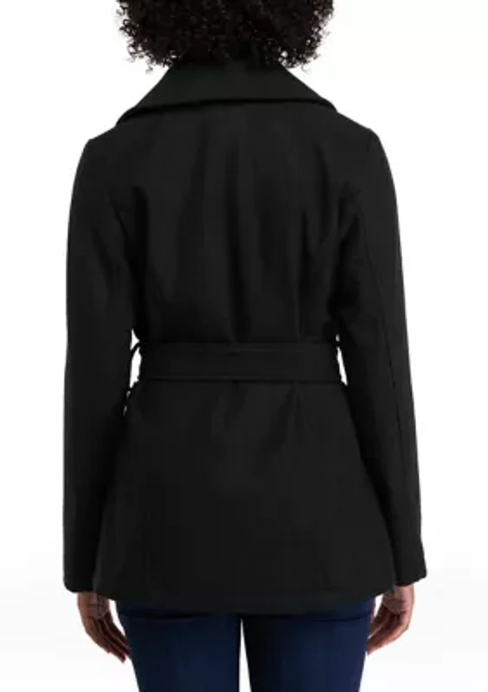 Women's Faux Wool Peacoat with Belt