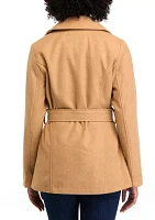 Women's Faux Wool Peacoat with Belt