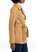 Women's Faux Wool Peacoat with Belt